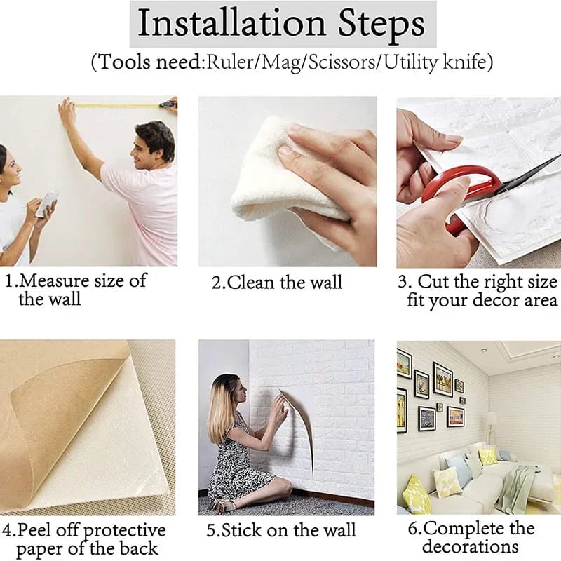 3D Foam Brick Wall Stickers – Self-Adhesive Waterproof Wall Panels for Living Room, Bedroom & Bathroom