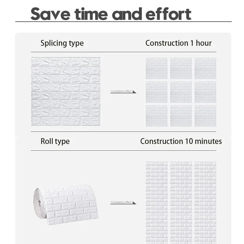 3D Foam Brick Wall Stickers – Self-Adhesive Waterproof Wall Panels for Living Room, Bedroom & Bathroom