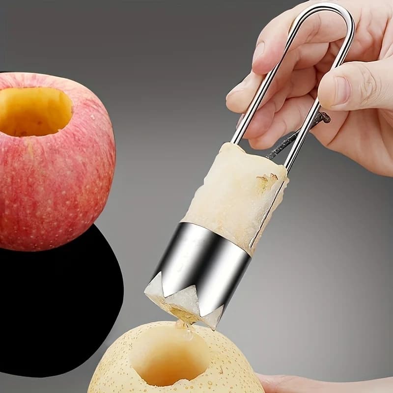 304 Stainless Steel Fruit & Vegetable Corer – Sharp Apple, Pear & Pepper Core Remover Kitchen Tool