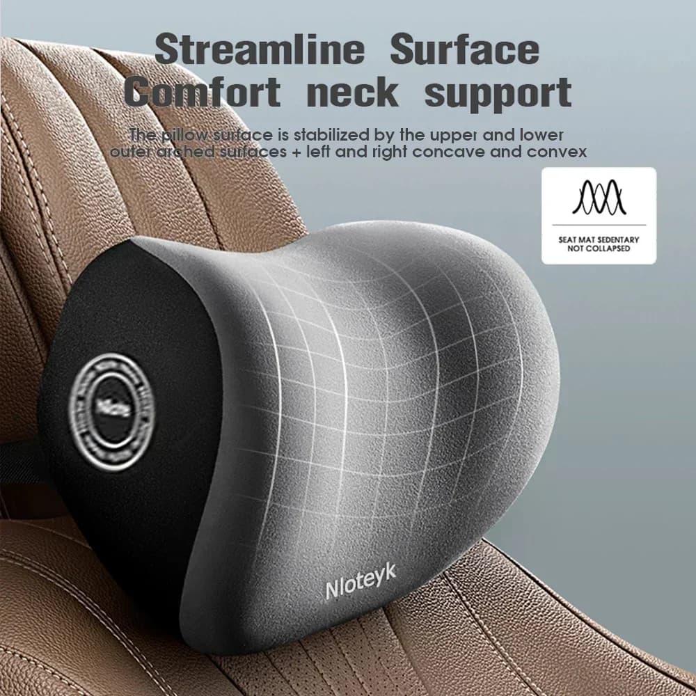Memory Foam Car Lumbar & Headrest Cushion – Breathable Neck & Back Support Pillow for Driving