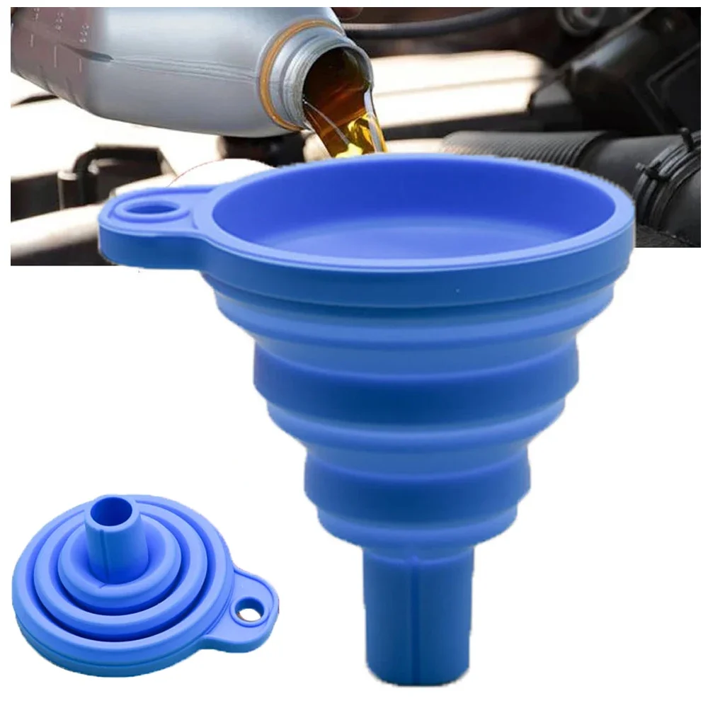 Collapsible Silicone Car Funnel – Flexible Foldable Funnel for Oil, Coolant & Fluid Filling