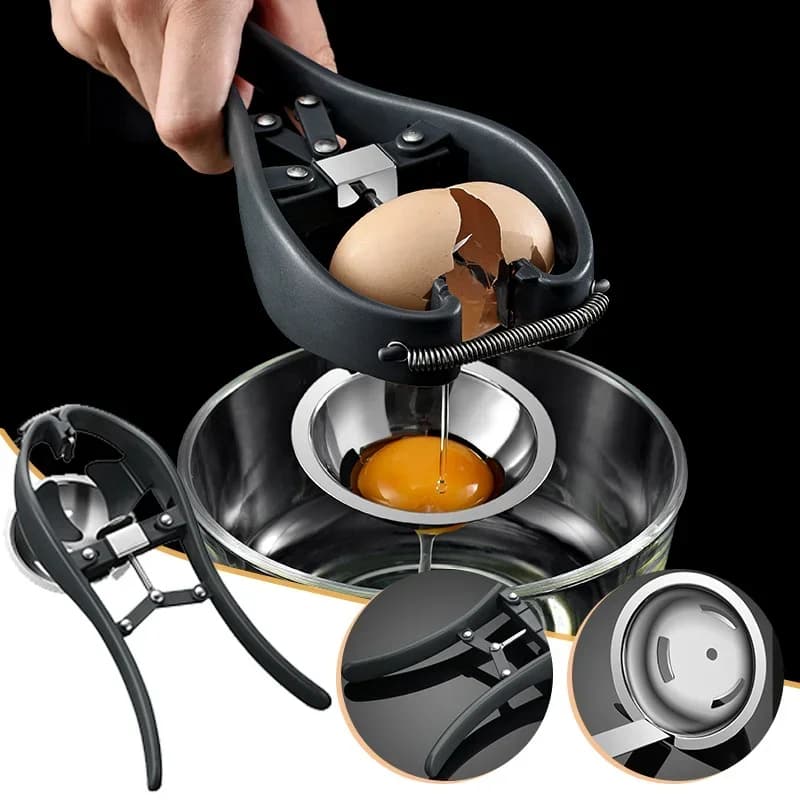 Stainless Steel Egg Opener & Separator – Manual Eggshell Cracker with Egg White Separator