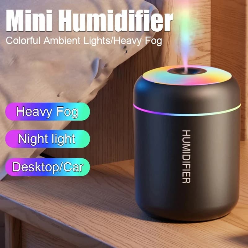 Mini USB Air Humidifier – Portable Cool Mist Aroma Diffuser with LED Light for Bedroom & Desktop