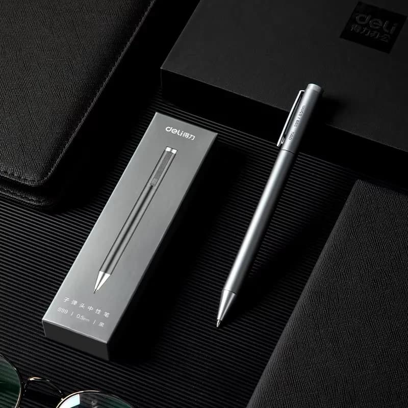DELI Premium Metallic Signature Pens 0.5mm – Gold & Silver Gel Ink Pens for Certificates, Awards & Menus
