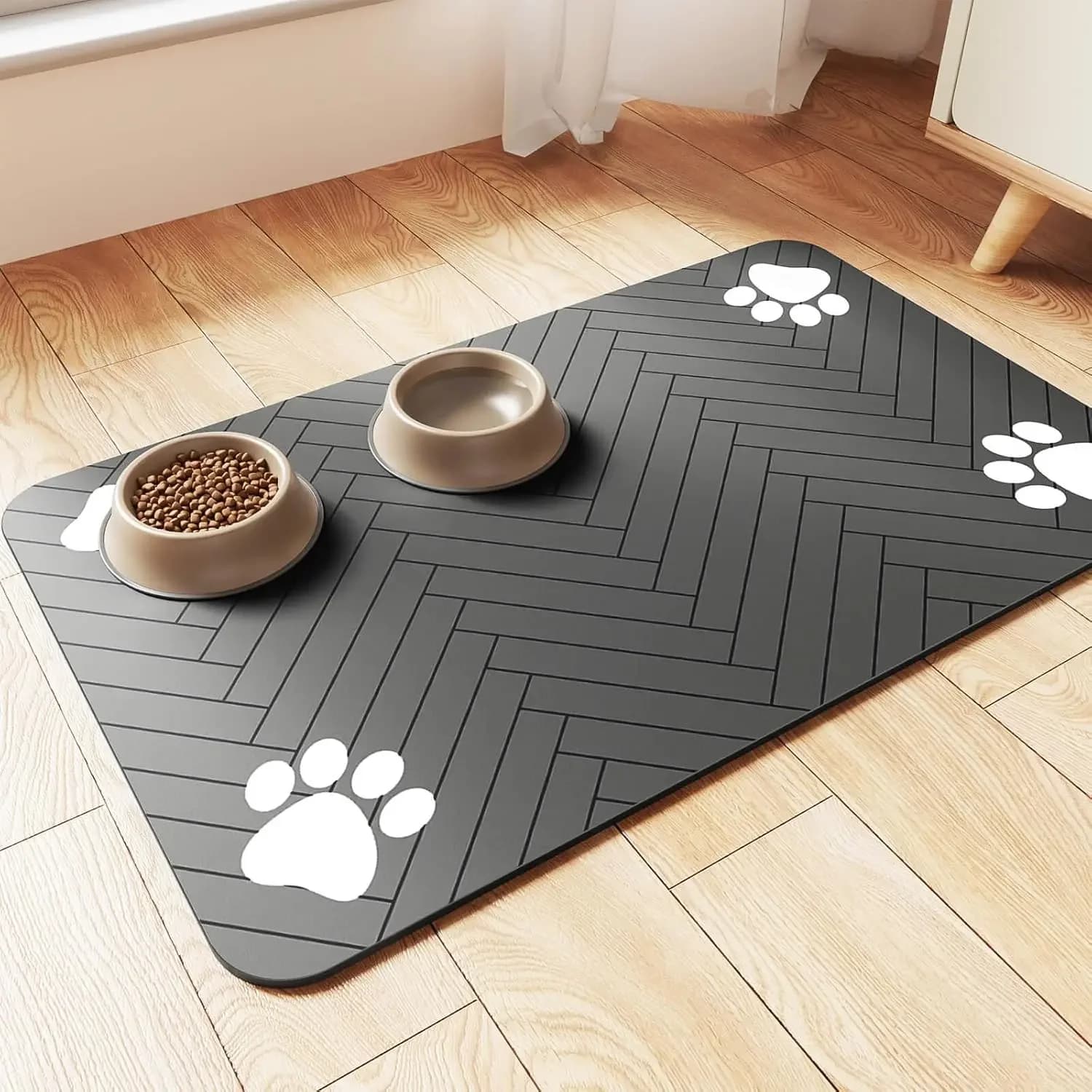 Absorbent Pet Feeding Mat – Waterproof Non Slip Placemat for Dog & Cat Food and Water Bowls