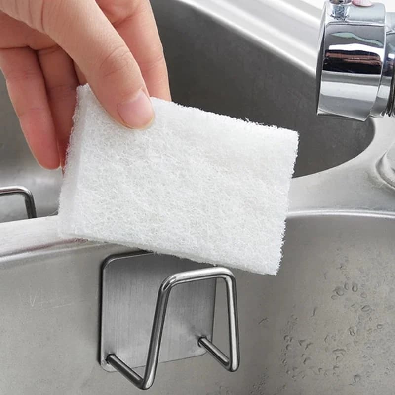 tainless Steel Sink Sponge Holder – Kitchen Scrubber Rack with Draining Design                   ChatGPT can make mistakes. Check important info.