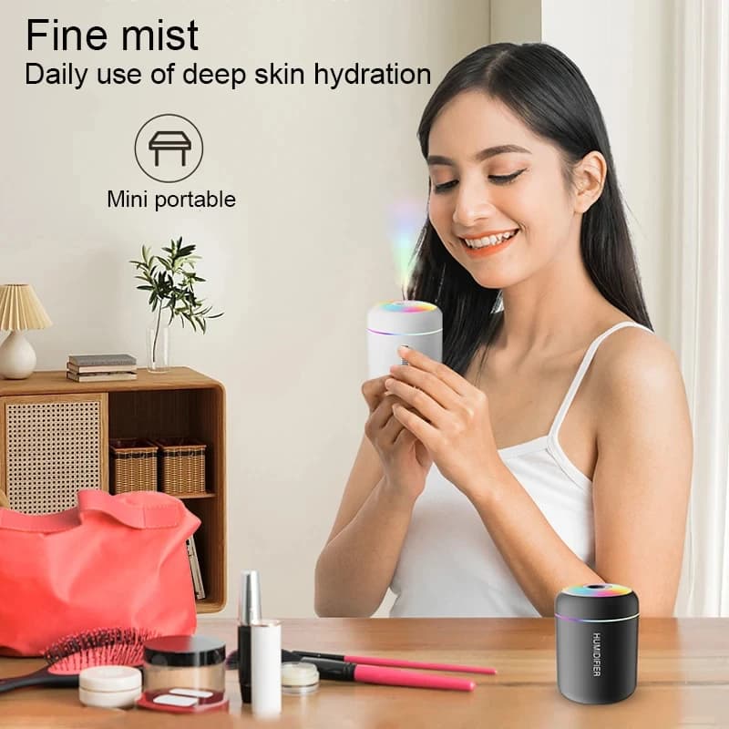 Mini USB Air Humidifier – Portable Cool Mist Aroma Diffuser with LED Light for Bedroom & Desktop