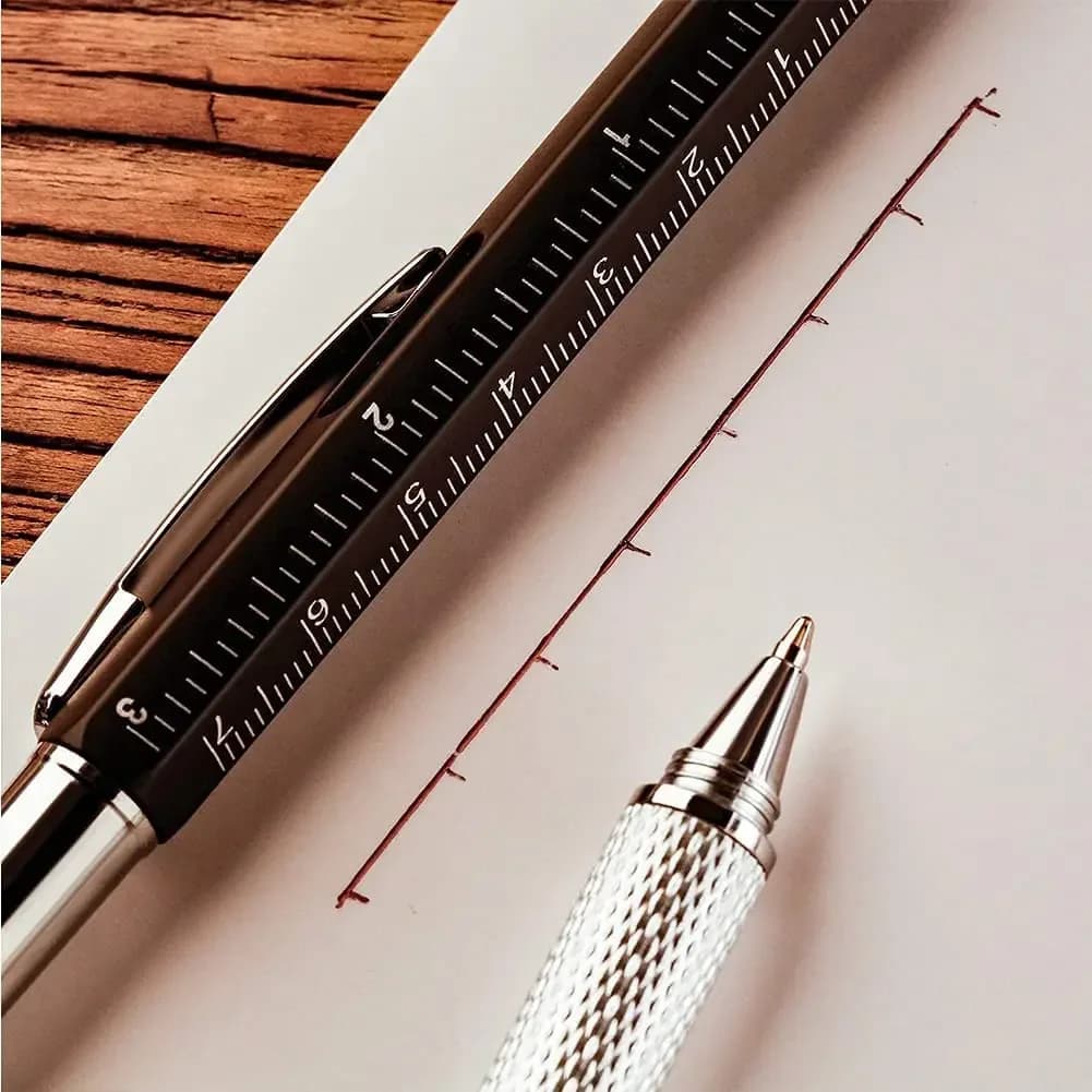 7-in-1 Multifunctional Pen – Touchscreen Stylus, Ballpoint Pen, Ruler, Level & Screwdriver Tool