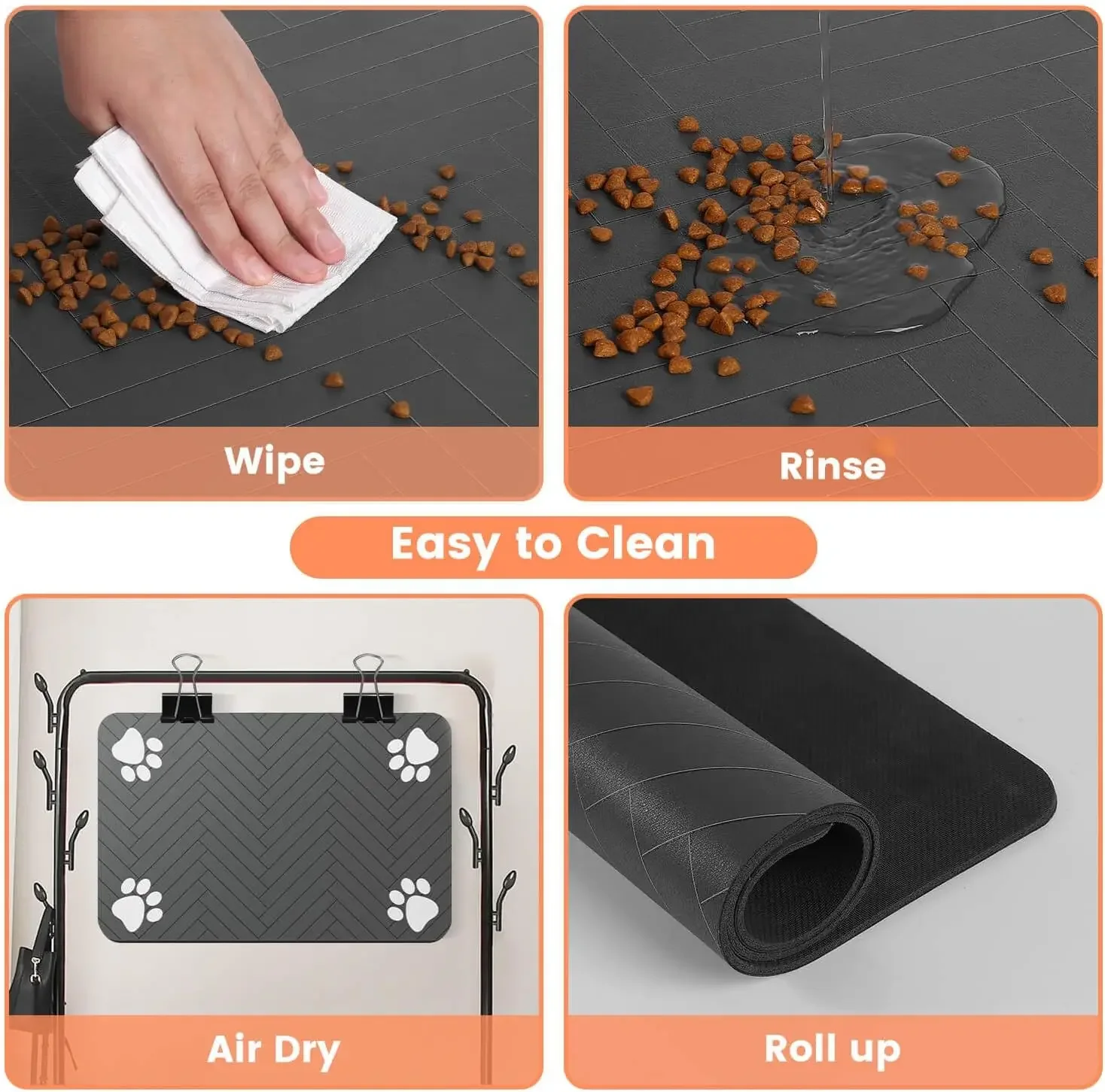 Absorbent Pet Feeding Mat – Waterproof Non Slip Placemat for Dog & Cat Food and Water Bowls