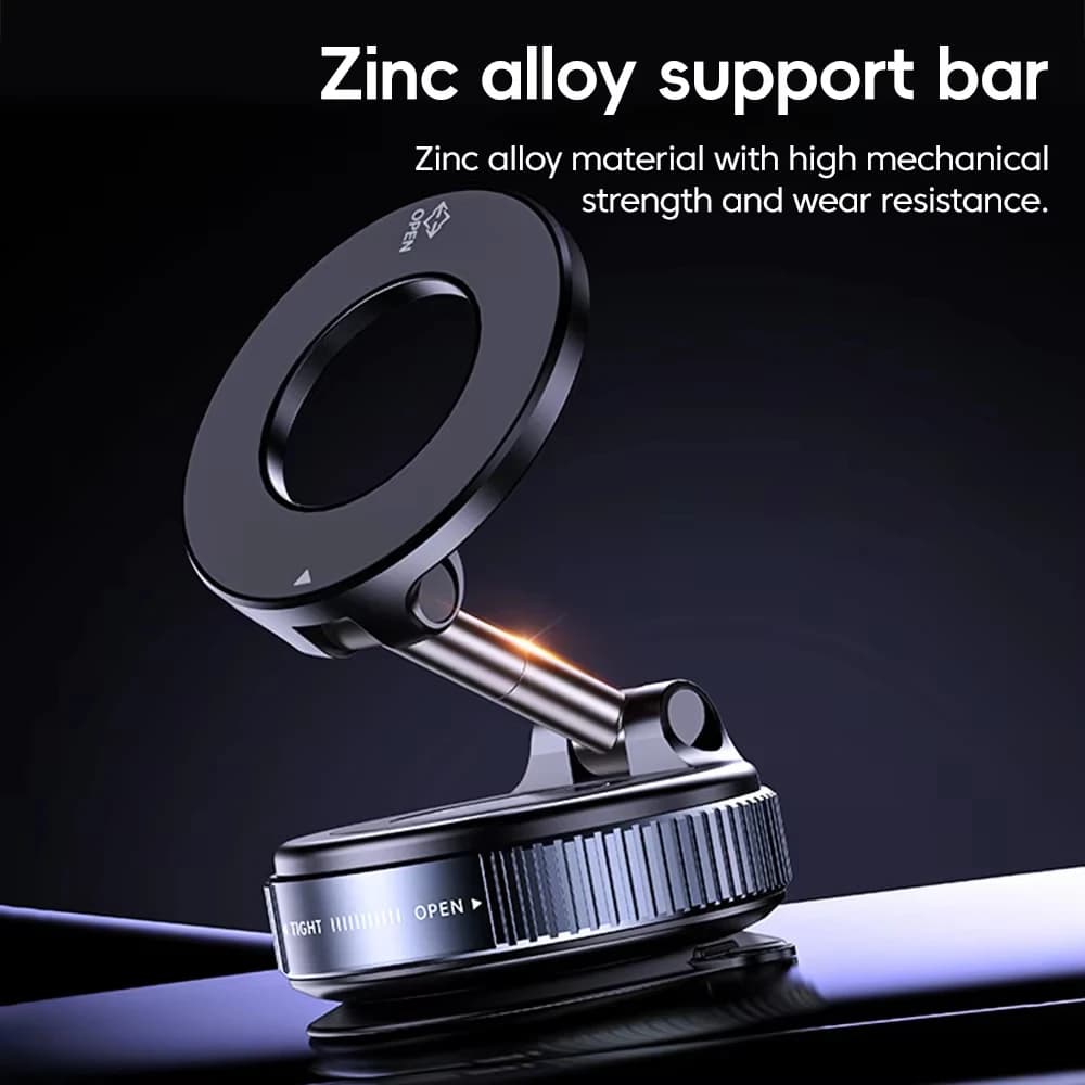 Electric Vacuum Magnetic Car Phone Holder – Foldable Strong-Suction Mount for iPhone & Smartphones