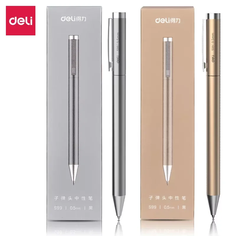DELI Premium Metallic Signature Pens 0.5mm – Gold & Silver Gel Ink Pens for Certificates, Awards & Menus