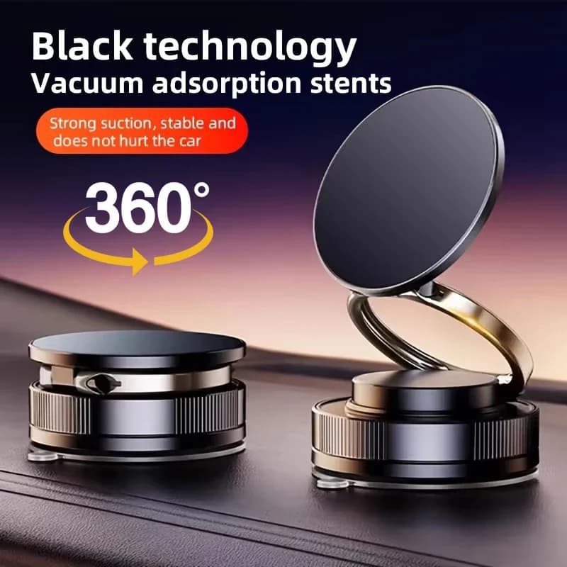360° Magnetic Car Phone Holder – Foldable Vacuum Suction Mount for Dashboard & Windshield
