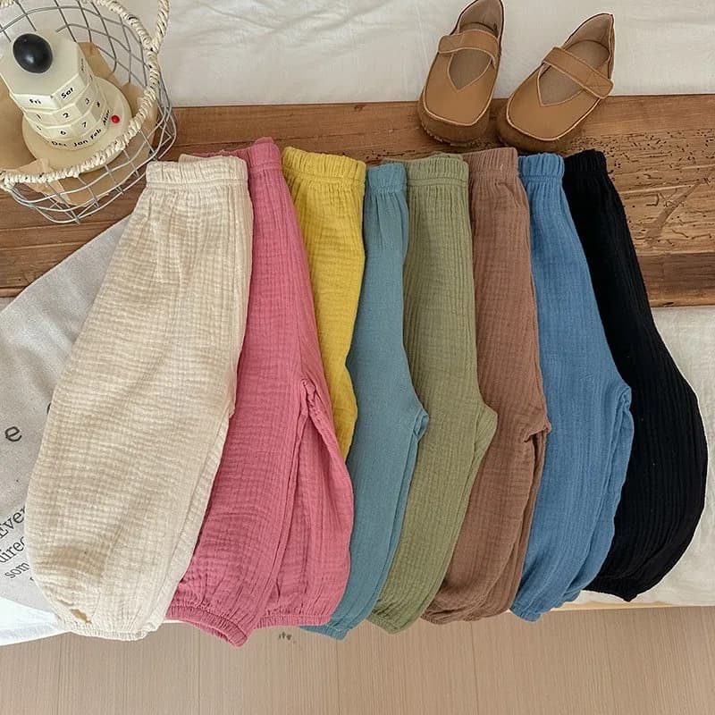 Kids Loose Summer Pants – Lightweight Solid Color Trousers for Baby Girls & Children