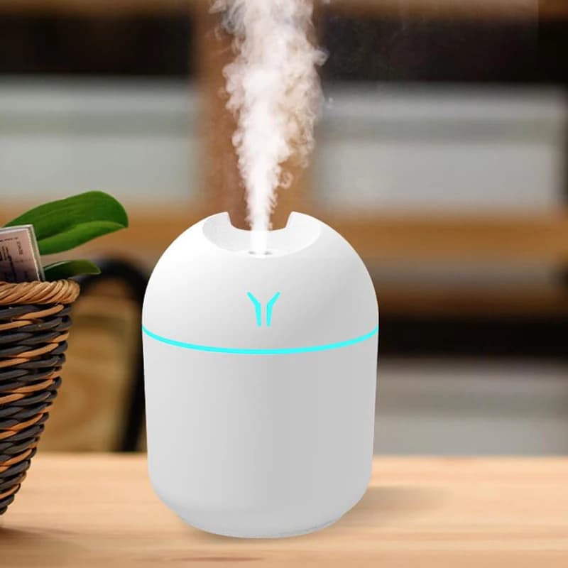 250ml USB Mini Air Humidifier – Ultrasonic Cool Mist Aroma Diffuser with LED Light for Home & Car