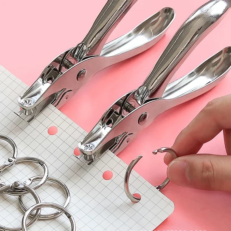 3/6mm Round Hole Paper Punch – Manual Metal Punching Tool for Loose Leaf Books, Documents & Crafts