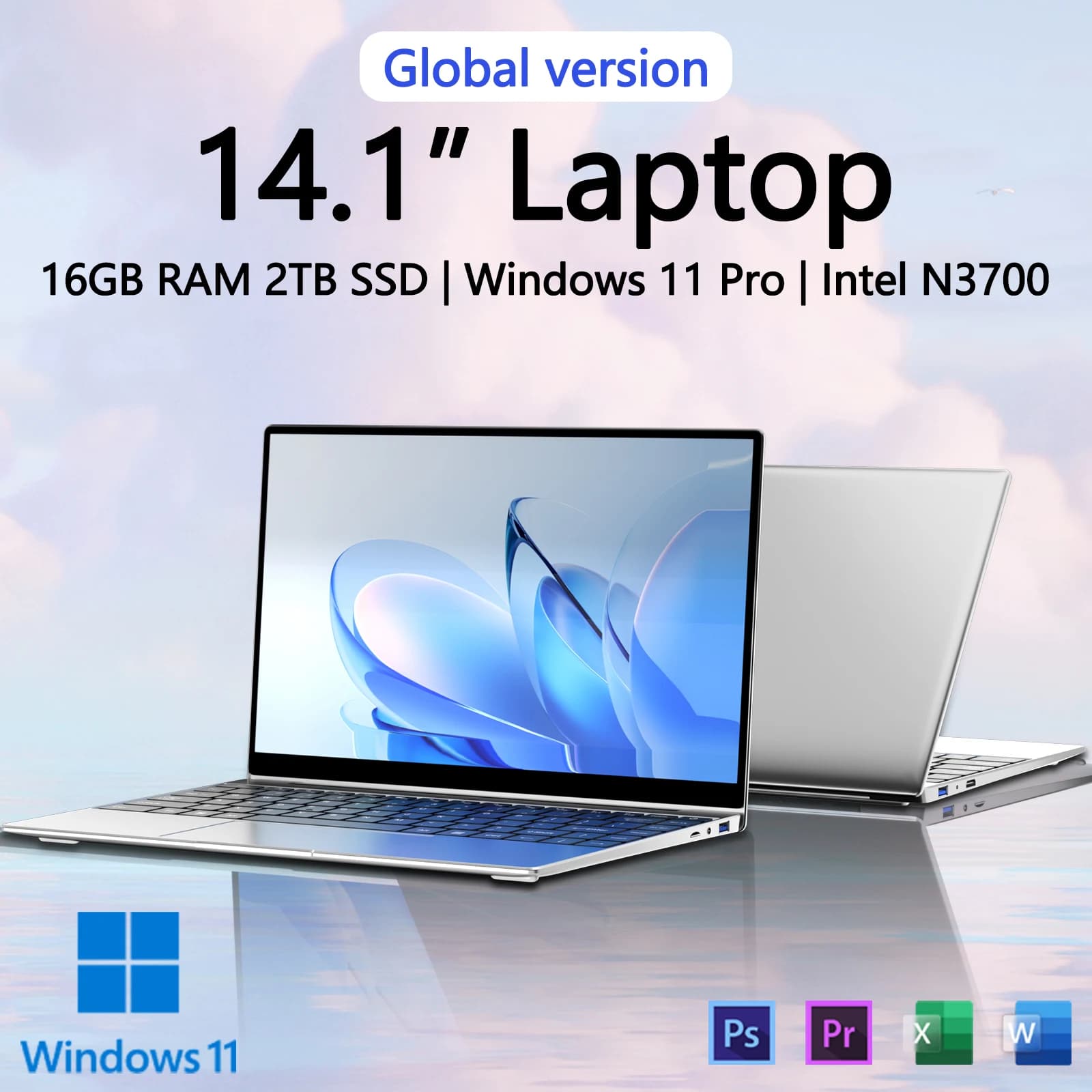 Ultra Slim 14.1-Inch Laptop – 16GB RAM, 2TB SSD, Full HD Display & Windows 11 Pro