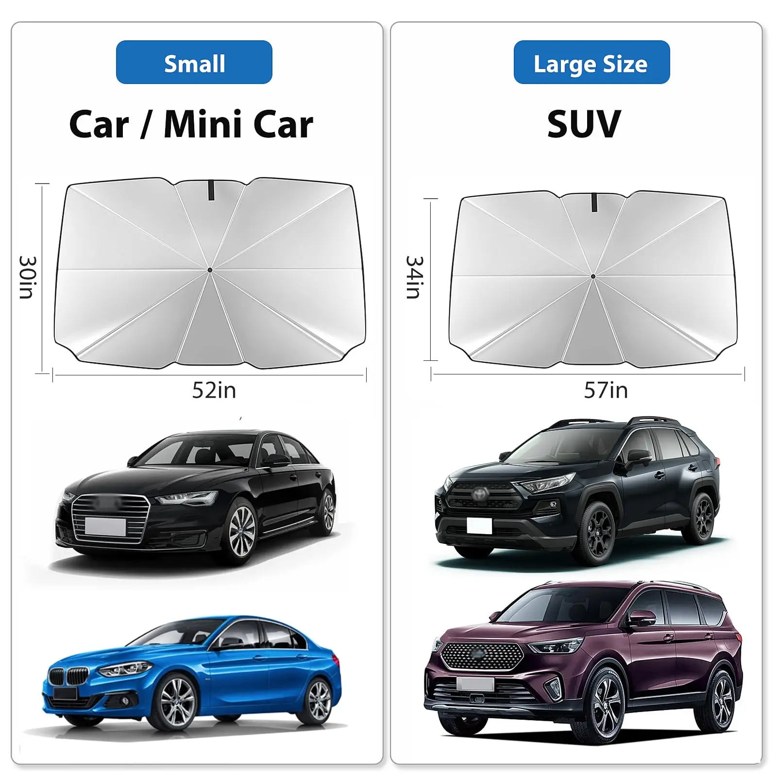 Car Windshield Umbrella Sunshade – Foldable Reflective UV & Heat Protection Cover for Cars, SUVs & Trucks