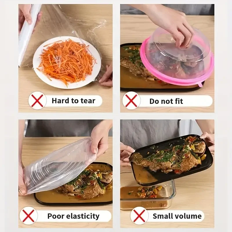 100pcs Disposable Food Covers – Stretch Plastic Bowl & Plate Covers for Fresh Food Storage