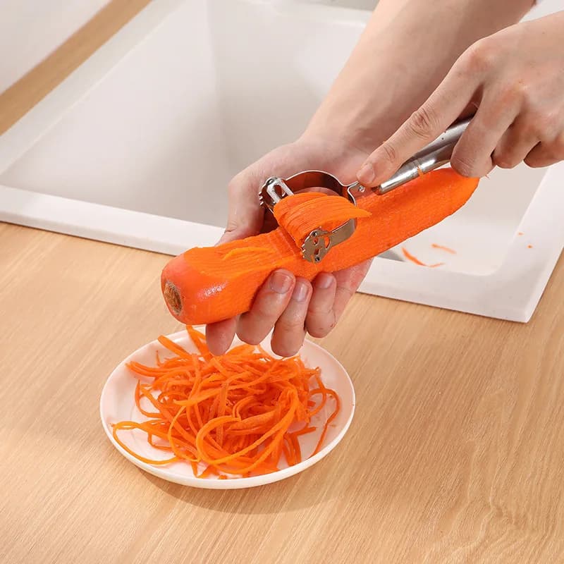 Stainless Steel Vegetable Peeler & Julienne Slicer – Multifunctional Potato, Carrot & Cucumber Grater