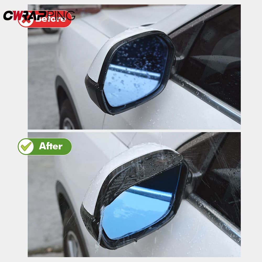 2PCS Car Rearview Mirror Rain Visor – Flexible PVC Side Mirror Eyebrow Protector for Clearer Visibility