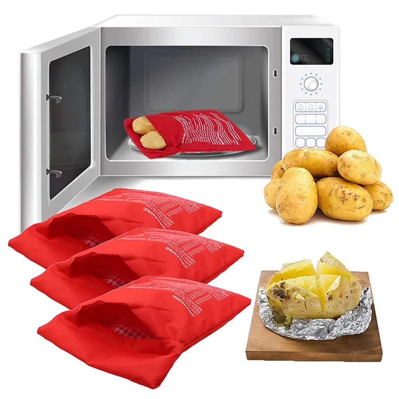 Reusable Microwave Potato Bag – Quick Baked Potato Cooker Pouch for Potatoes, Corn & More