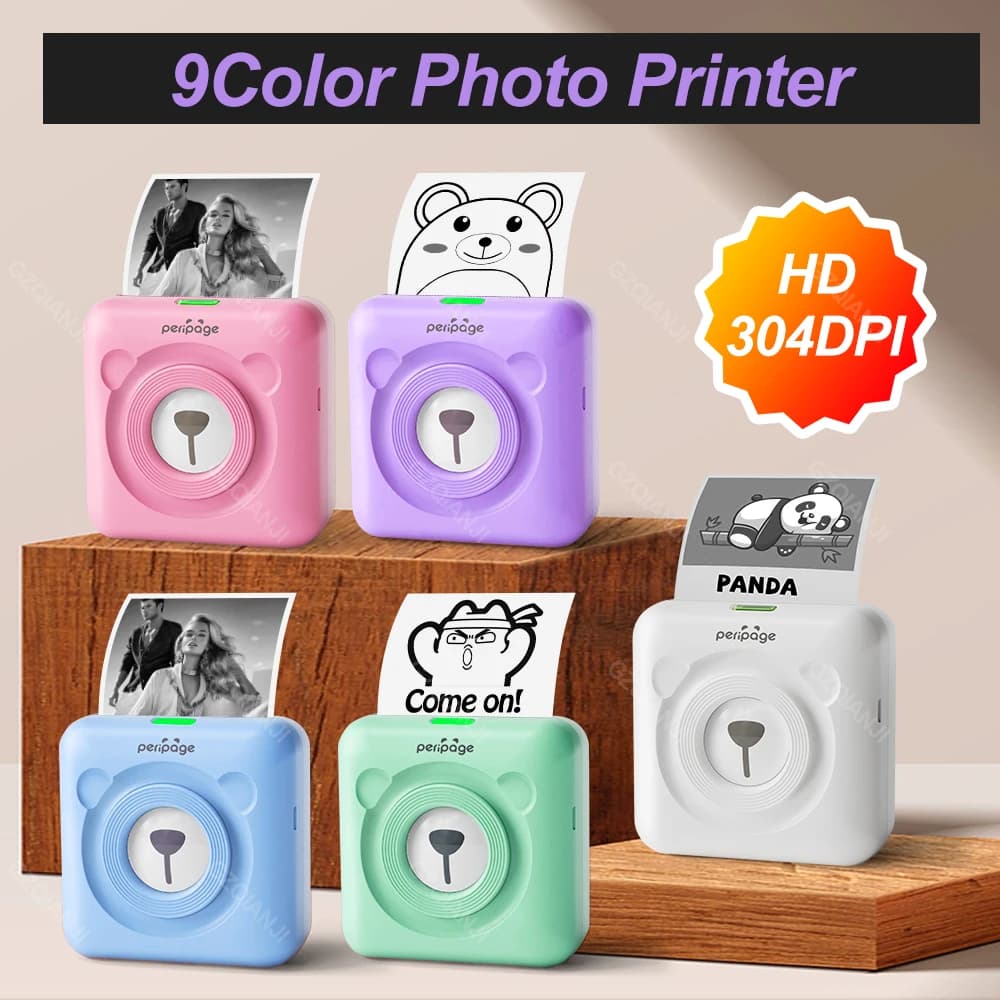 PeriPage A6 Pocket Thermal Printer – 304dpi Mini Photo, Label & Sticker Printer with USB Charging