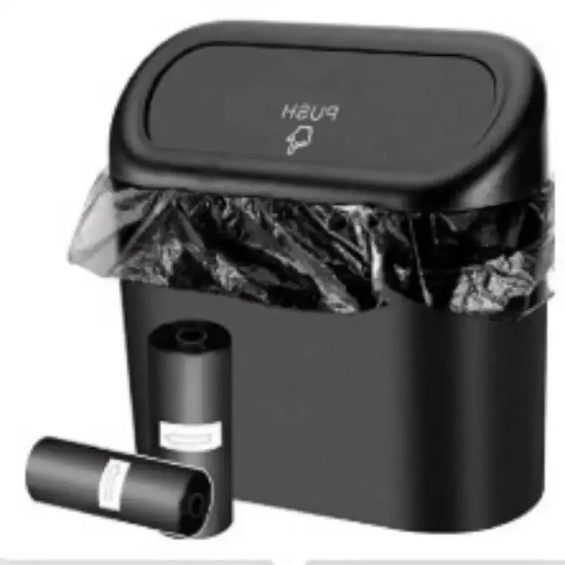 Mini Car Trash Can with Garbage Bags – Compact Leak-Proof ABS Car Waste Bin for Easy Cleaning