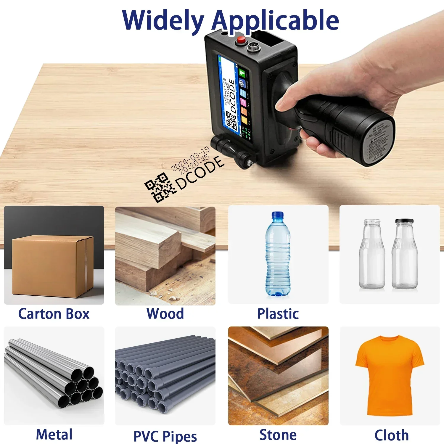 Handheld Inkjet Printer 600DPI – Portable Touchscreen Coding & Marking Printer for Wood, Metal, Plastic & Cartons