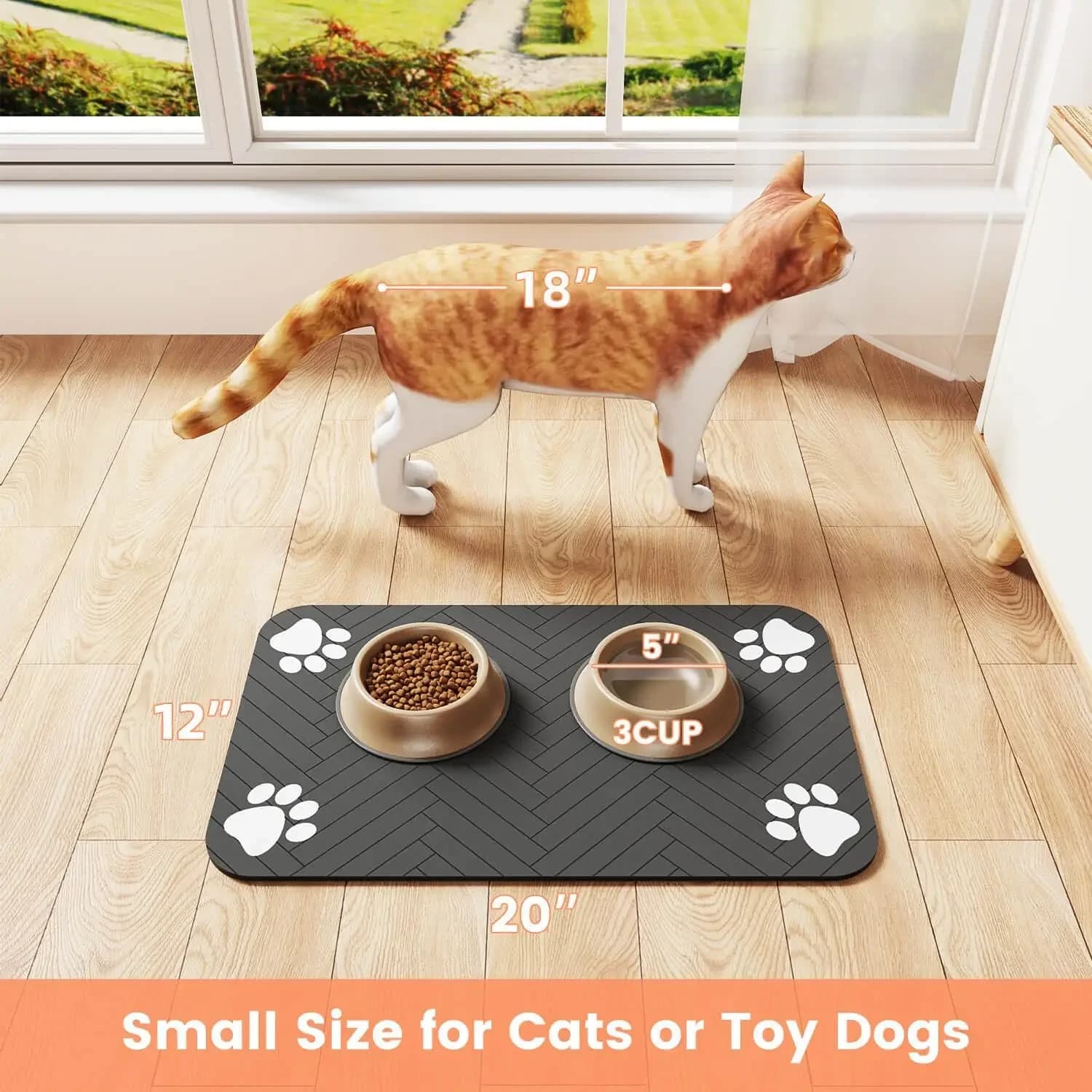 Absorbent Pet Feeding Mat – Waterproof Non Slip Placemat for Dog & Cat Food and Water Bowls