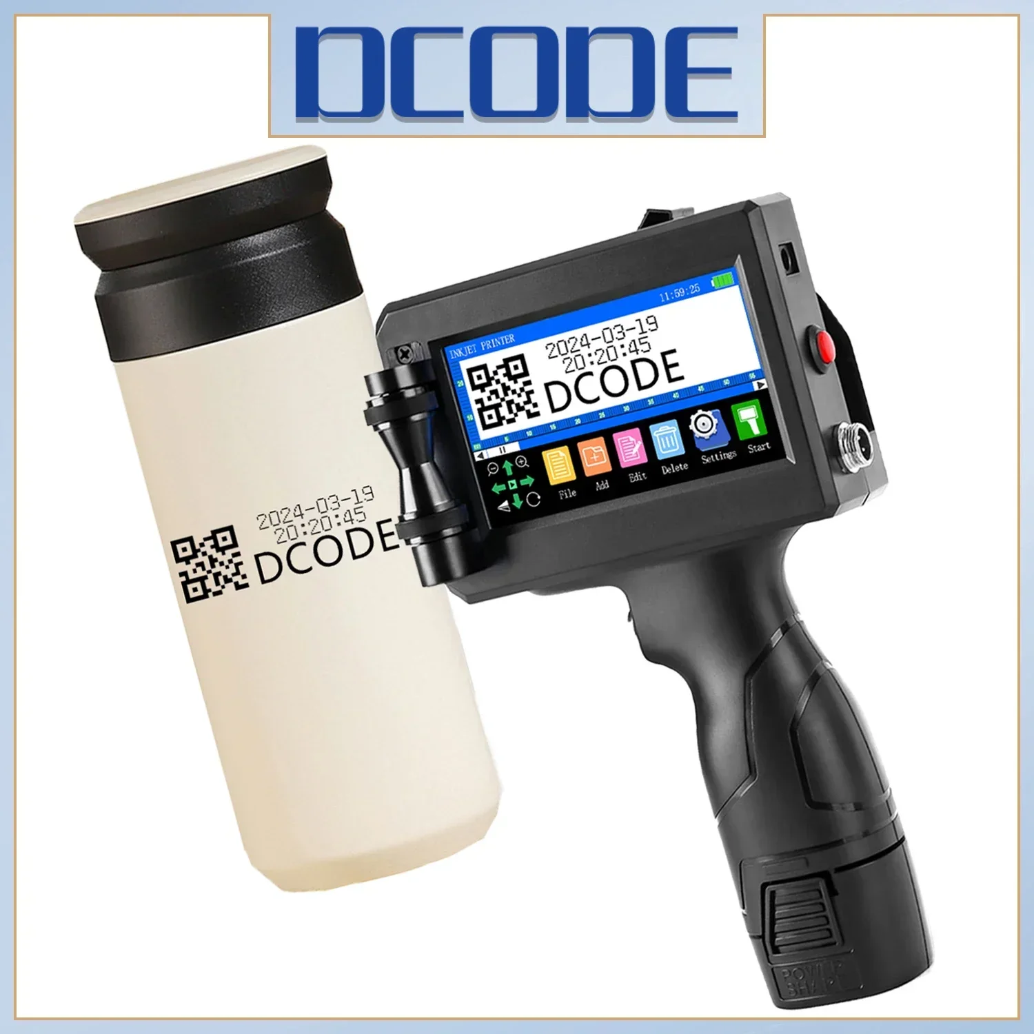 Handheld Inkjet Printer 600DPI – Portable Touchscreen Coding & Marking Printer for Wood, Metal, Plastic & Cartons