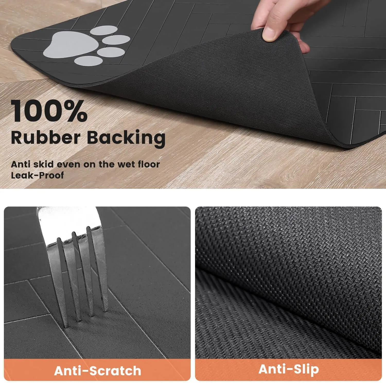 Absorbent Pet Feeding Mat – Waterproof Non Slip Placemat for Dog & Cat Food and Water Bowls