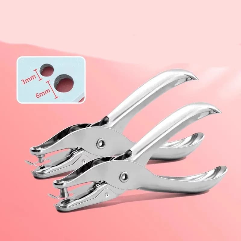 3/6mm Round Hole Paper Punch – Manual Metal Punching Tool for Loose Leaf Books, Documents & Crafts