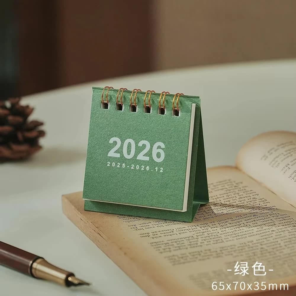 2026 Mini Desk Calendar – Compact Spiral-Bound Desktop Calendar for Office, Home & Study