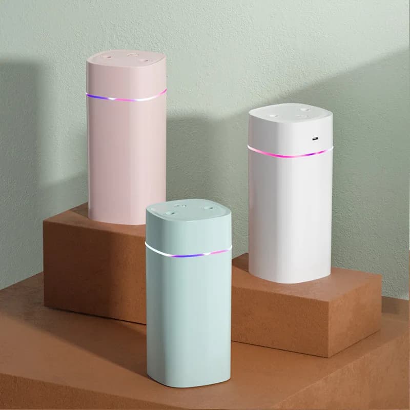 600mL Mini USB Humidifier – Double Spray Cool Mist Diffuser with Colorful Ambient Light