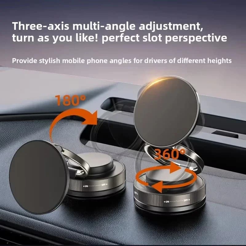 360° Magnetic Car Phone Holder – Foldable Vacuum Suction Mount for Dashboard & Windshield