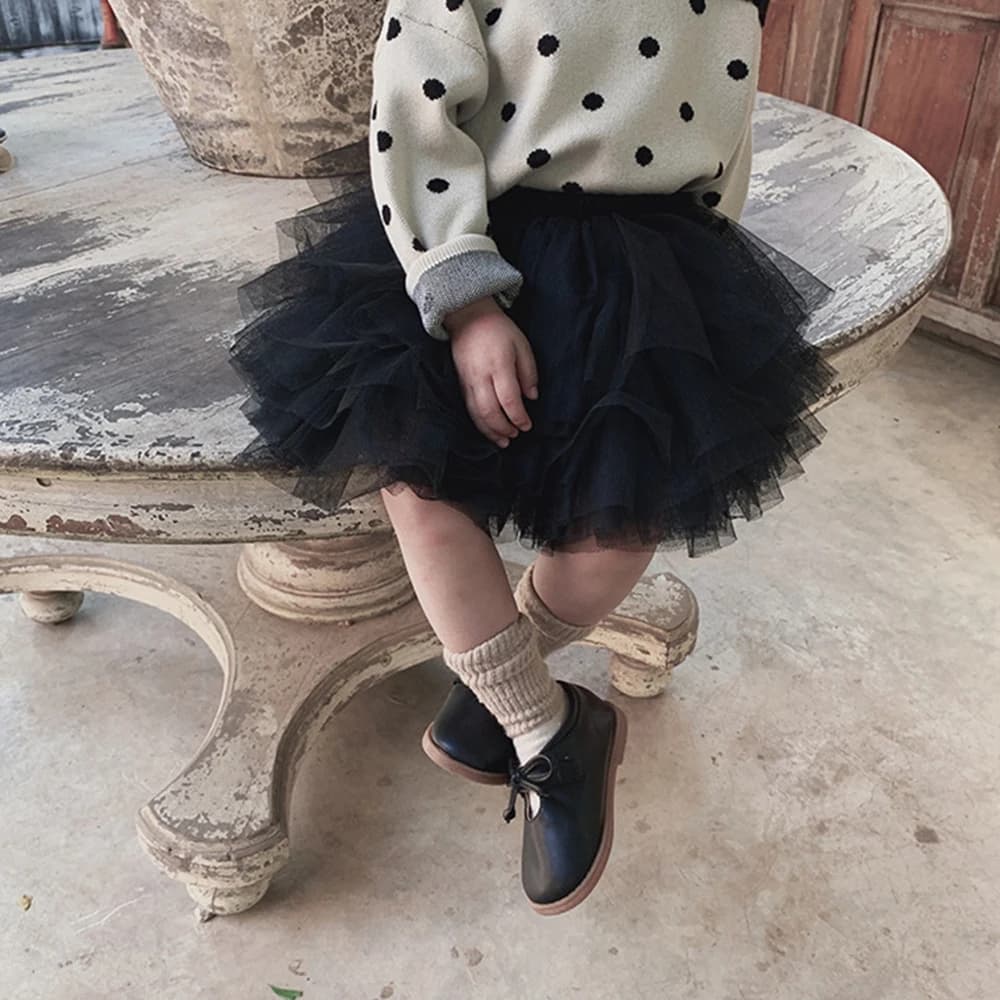 Girls Black Tutu Skirt – Fluffy Tulle Princess Pettiskirt for Ballet, Birthday & Parties Ages 1–7