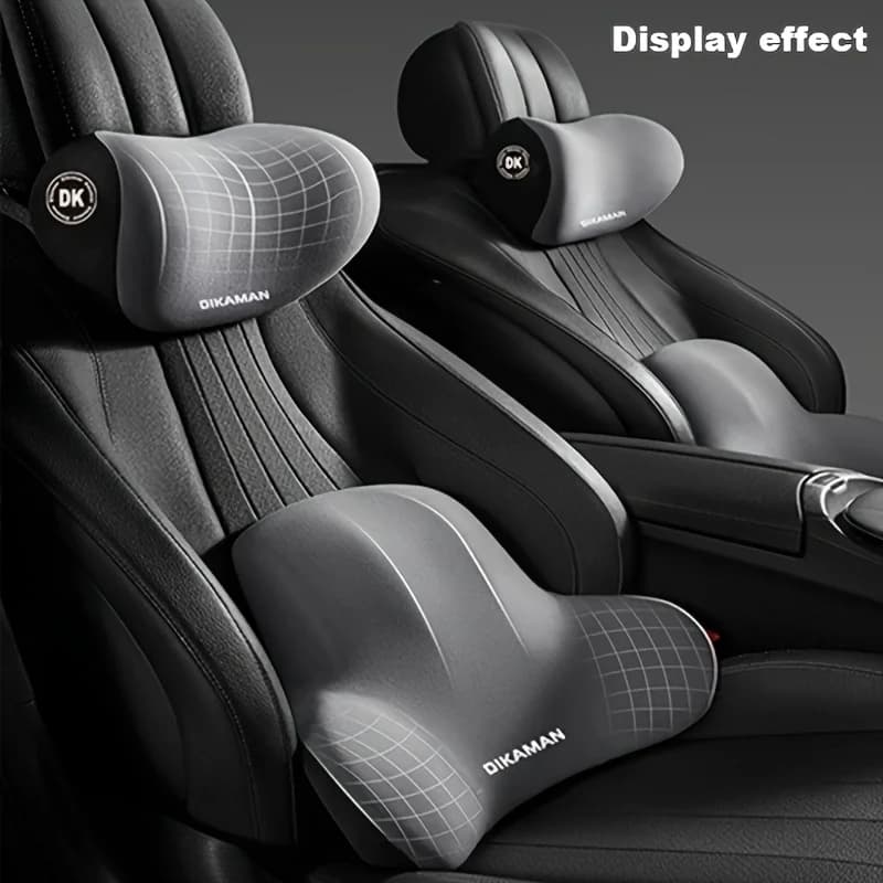Memory Foam Car Lumbar & Headrest Cushion – Breathable Neck & Back Support Pillow for Driving
