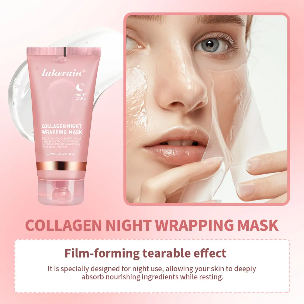 Lakerain Collagen Night Wrapping Mask 75ml – Hydrating Peel Off Overnight Facial Mask for Firm & Radiant Looking Skin