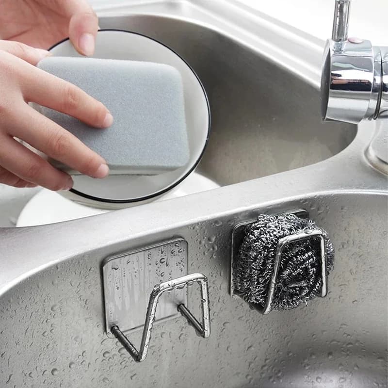 tainless Steel Sink Sponge Holder – Kitchen Scrubber Rack with Draining Design                   ChatGPT can make mistakes. Check important info.