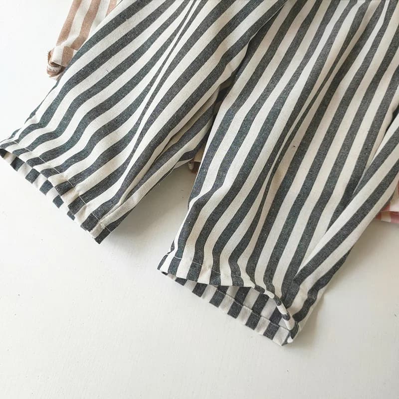 Kids Linen Cotton Stripe Pants – Loose Casual Trousers for Boys & Girls, Summer & Autumn
