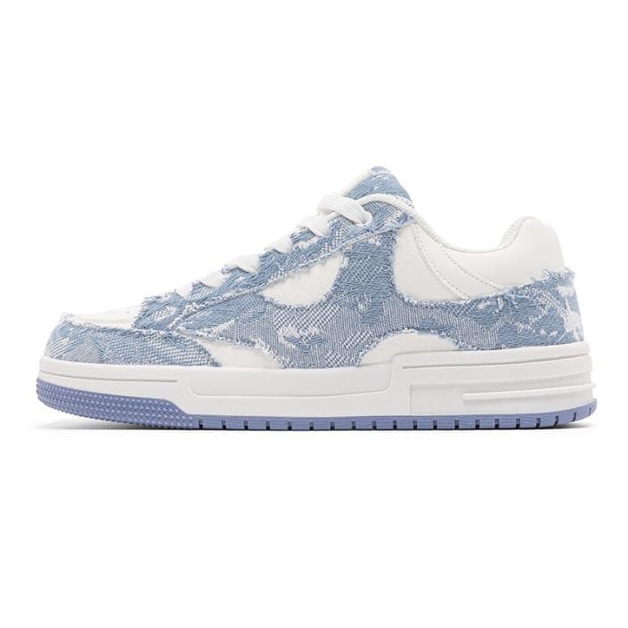 Men's Denim-Print Skate Sneakers
