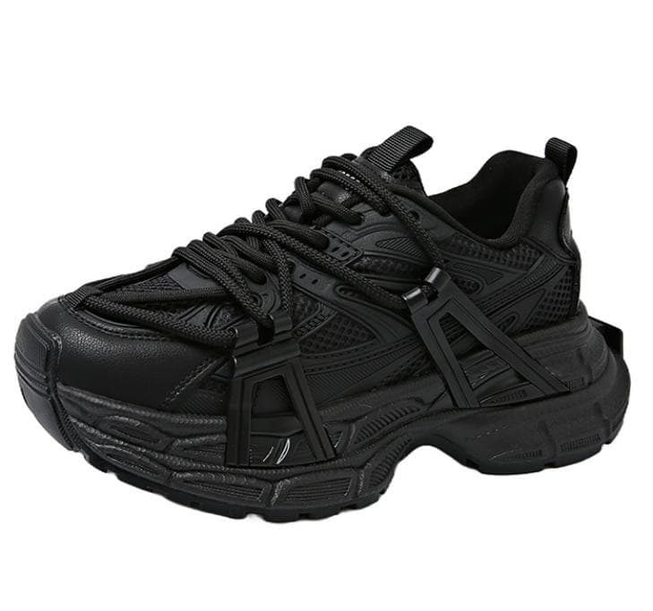 Women's Chunky Platform Sneakers (Black / Grey)