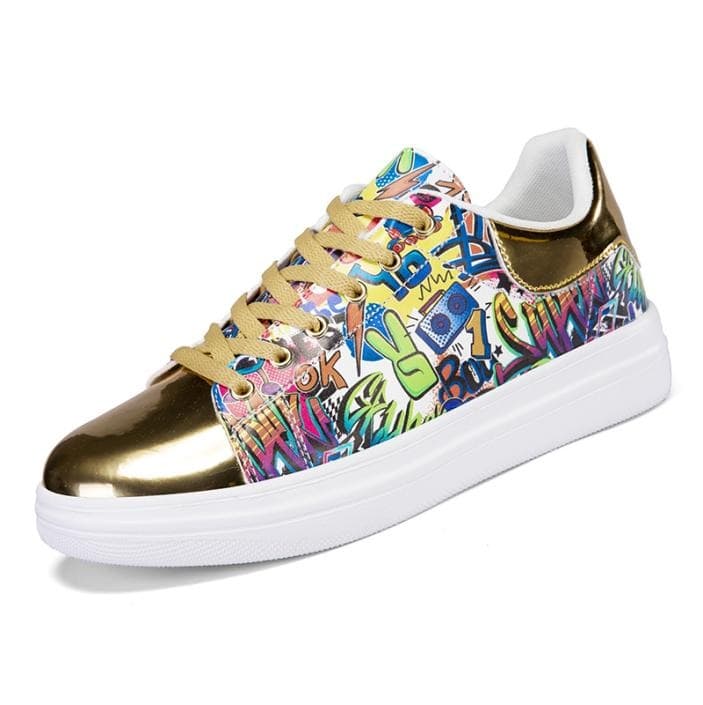 Men's Graffiti Sneakers with Metallic Toe